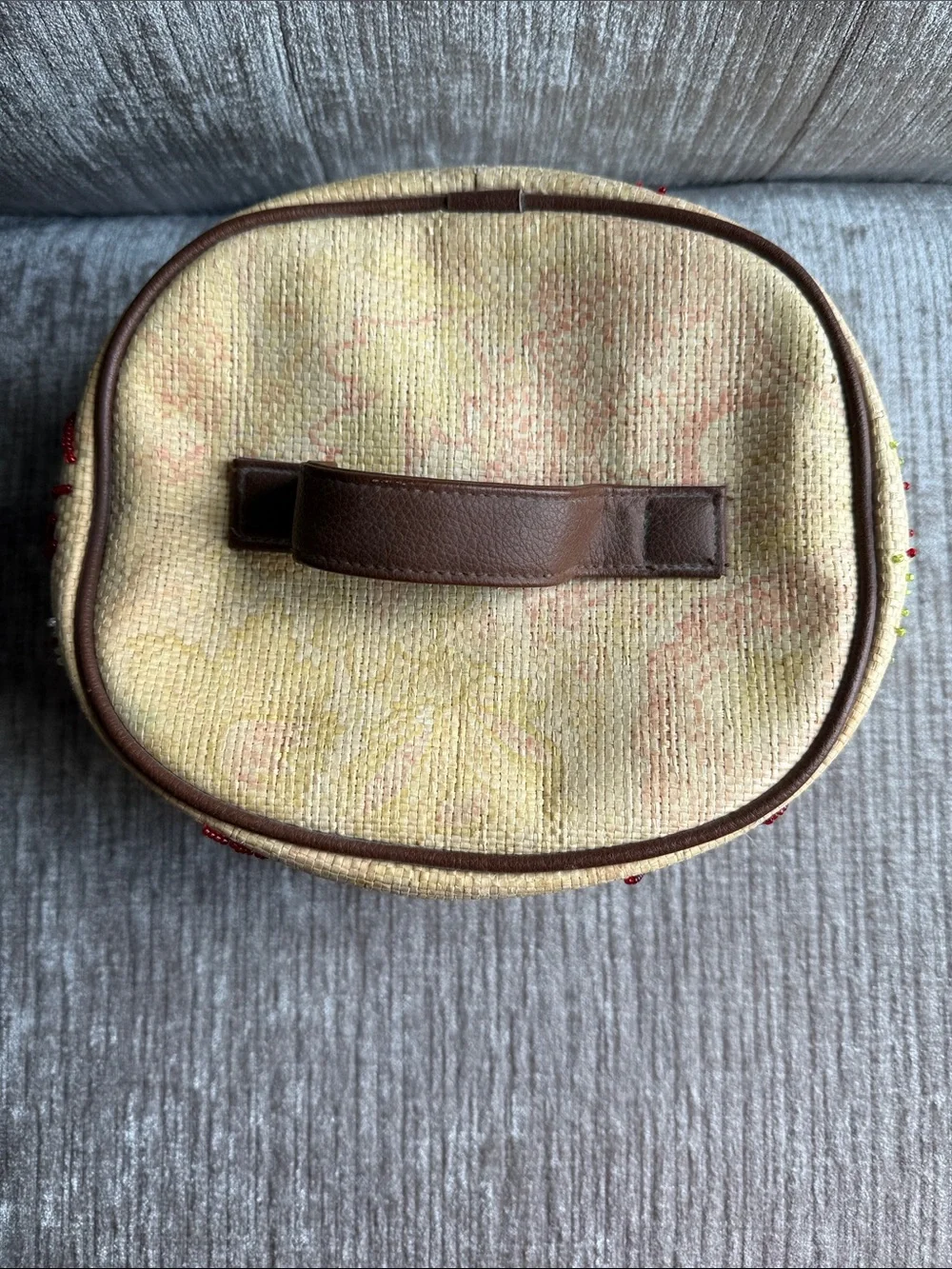 Vintage Americana by Sharif Beaded Raffia Cosmetic Train Case